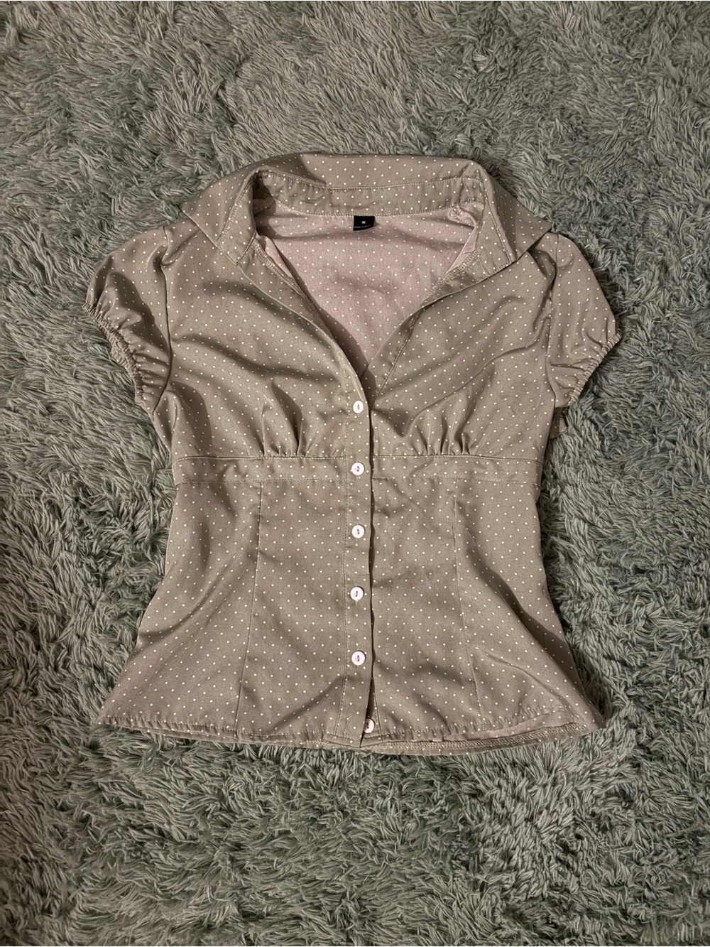 Women’s Polka Dot Button-Front Blouse - Light Green